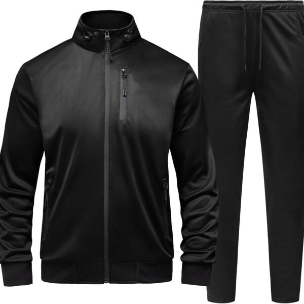 Men's Athletic Full Zip Tracksuit Set Fashion Workout Sweatsuit Track Long Sleeve Jackets and Pants 2 Piece Outfit
